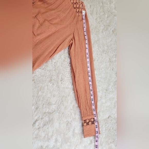 Free People OB495809 The Best Blouse Long Sleeve Button-down Top In Peach - Picture 7 of 11